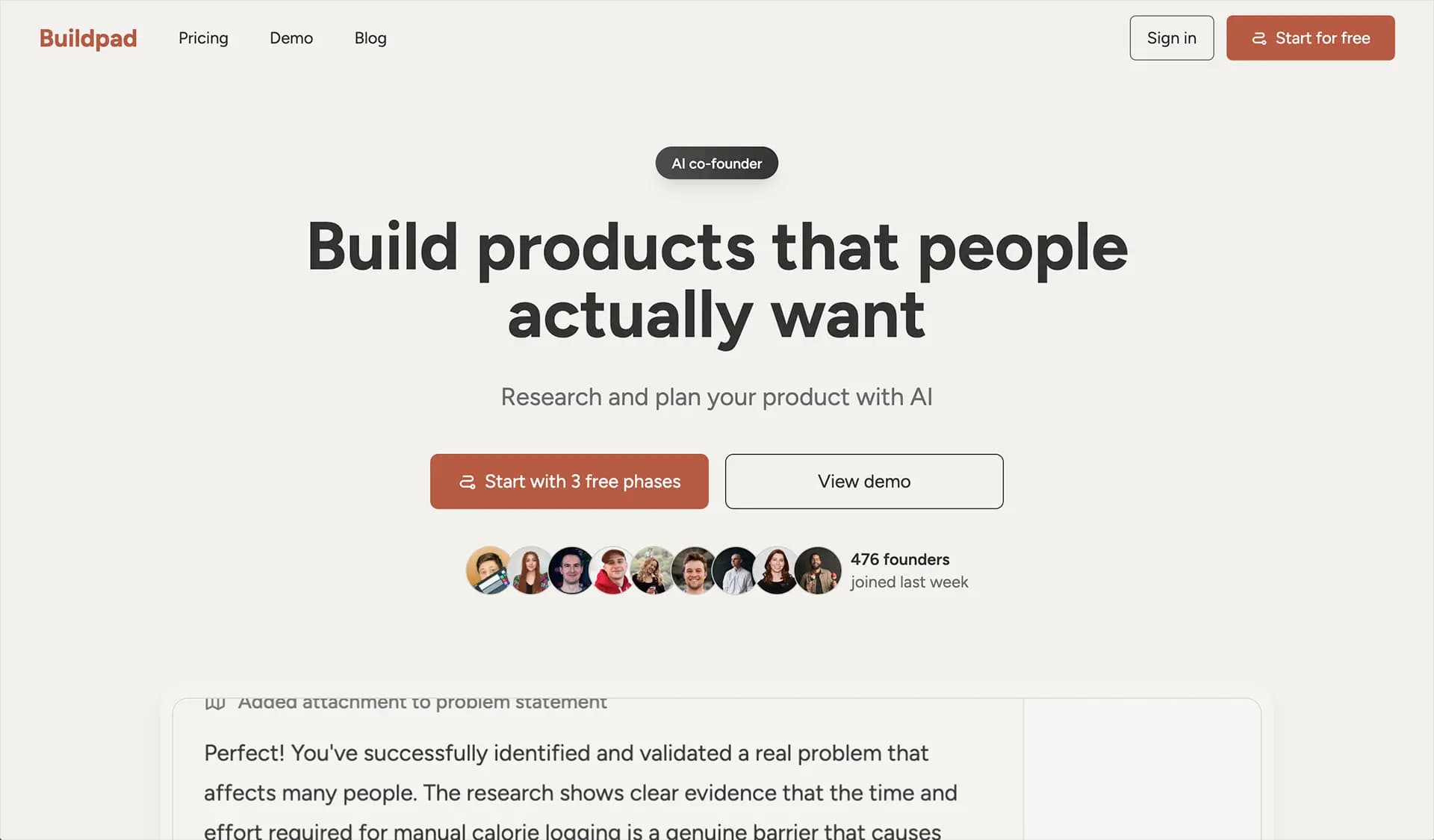 Buildpad landing page